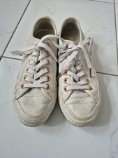 Womens Converse All Star Cream Ivory Leather Trainers Pumps shoes Size 5