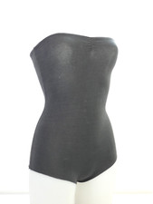 American Apparel Bodysuit Romper Playsuit Black Jersey Strapless Bandeau Size S