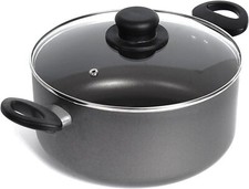 Stock Pot 24cm/28cm Large Non-Stick Cooking Pot with Glass Lid, Induction Base