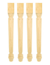 4 x Exclusive wooden table legs, turned, raw, H 72 cm, 80 x 80 mm, paintable