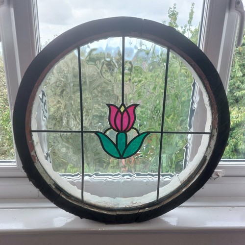 Vintage round stained glass - stained,