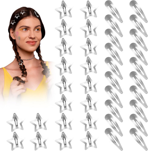 40pcs star hair clips metal - star,