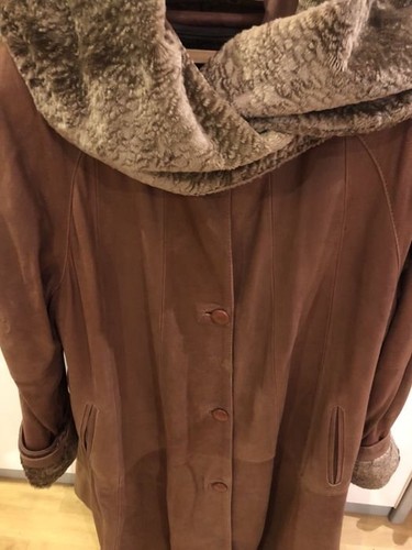 Women leather coat - leather, brown