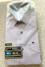 VINTAGE mens 70's ST.MITCHAEL WHITE CHECK legion etrangere button SHIRT New 15.5