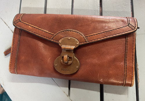 Fossil brown leather purse - fossil,