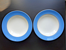 VINTAGE  2 LARGE SOUP BOWLS  by Royal Art Pottery 23cm diameter Blue and White
