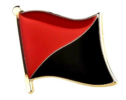 Black red anarchy flag lapel - red,