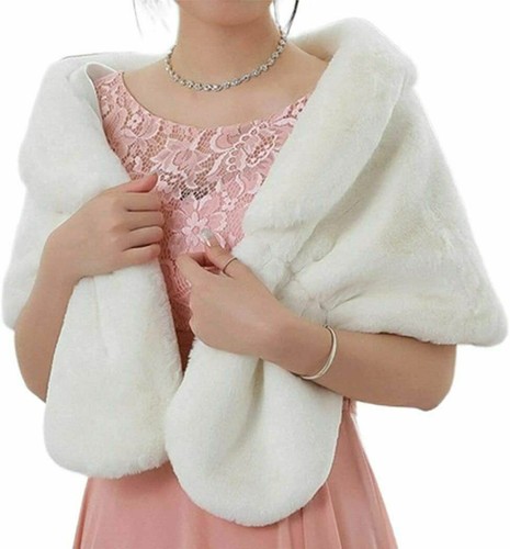New white faux fur shawl - faux,