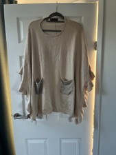 Frank Usher Beige Ladies Oversized Poncho Roughly XL Jewel Detail