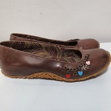 KICKERS Leather Ballet Style Shoes Logo Heart Charm Chain Slip On Flat UK 5