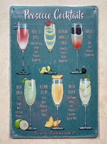 Prosecco cocktails menu - menu, plaque