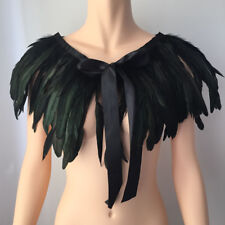 Gothic Black Iridescent Coque Feather Collar Shrug Cape steampunk Trim Craft