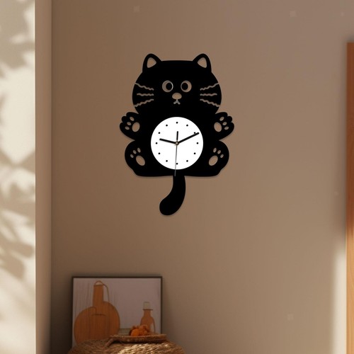 Cat shaped wall clock - cat, cute