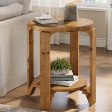 Round Solid Wood End Table
