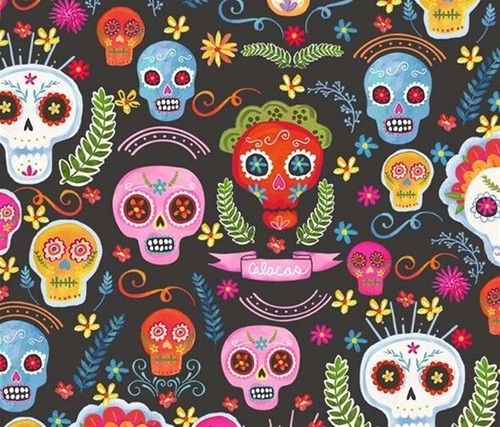 Sugar skulls fabric michael - skulls,