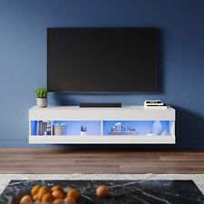 Floating TV Unit Cabinet 130cm Wall Mounted TV Stand High Gloss with LED Lights