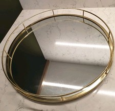 TRAY Round mirrored gold gallery tray 15.75" 38cm