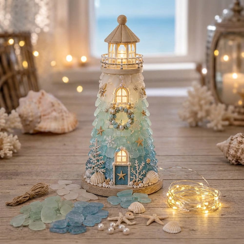 Sea glass lighthouse diy - lighthouse,