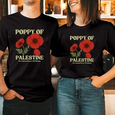 Remebrance Day Free Palestine Unisex Kids T-Shirt Poppy Flower Freedom Gaza Tee