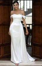 LOVE&LEMONADE Off Shoulder Side Draped Wedding Dress White Elegant Bridal Dress