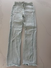 Girls Candy Couture Mint Green Jeans With Adjustable Waist & Rips Age 11