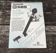 DYNAVECTOR DV 505 TONEARM RARE SPECIFICATION SHEET ORIGINAL