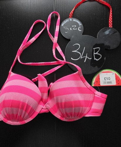 Pink striped padded bra - , 34b