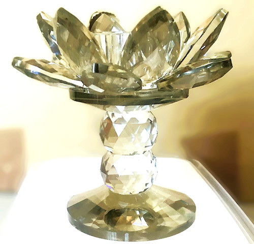 Crystal lotus flower candle - crystal,