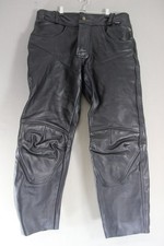 FRANK THOMAS CAFE RACER FTL 243 BLACK LEATHER BIKER JEANS: WAIST 36 IN/LEG 28 IN
