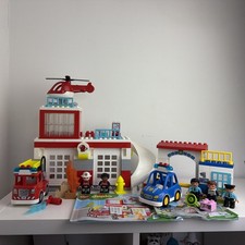 Lego duplo fire station - fire, &