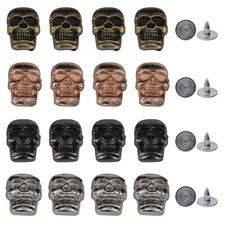 100 Sets Skull Head Studs Spikes Metal Screw-Back Leather-craft Punk DIY Rivets