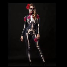 Women Punk Robot Jumpsuit Halloween Fancy Dress Party Cosplay Costume Bodysuit