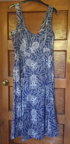 Blue pineapple print sundress - pineapple,