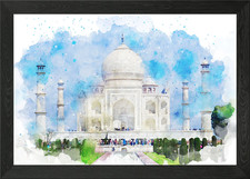 Taj Mahal Watercolor Framed