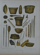 Antique US Naval Ancient Indian Artifacts South America Engraving Art 1855