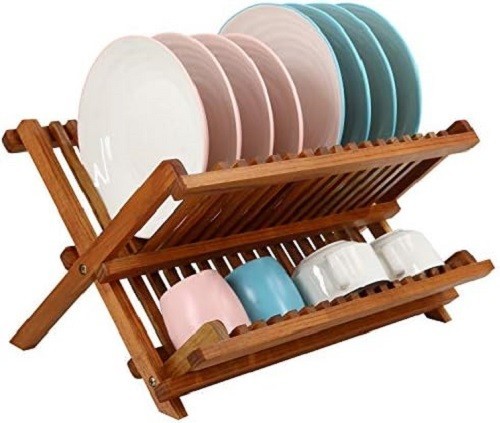 Wooden dish rack tier teak - dish,