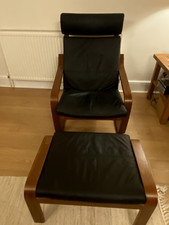Poang Black Leather Chair And