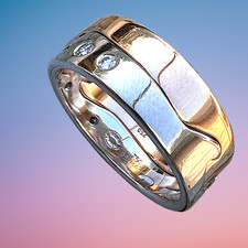 Georg Jensen Fusion Rings 18ct White & Rose Gold With Diamonds P 1/2