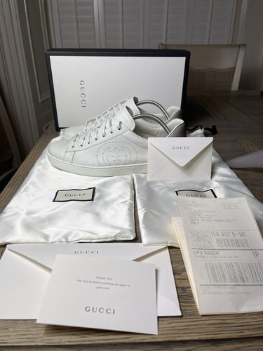 Gucci white leather low top - white,