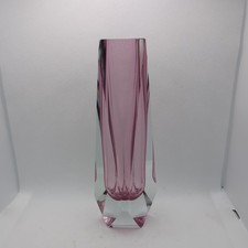 MCM Bucella Cristalli Murano Art Glass Faceted Geometric Cut Sommerso Vase 