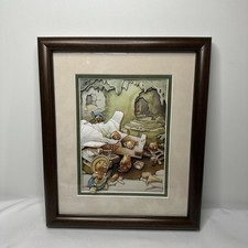 Pendelfin Decoupage Framed Picture ‘THE WORKSHOP OF FATHER RABBIT’ Vintage