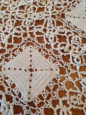 Vintage  Handmade Crochet Lace  Tablecloth 44 x 44 inch 