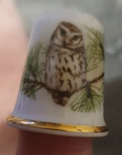 OWL THIMBLE Made In England by Oakley Fine Bone China Thimble. J9