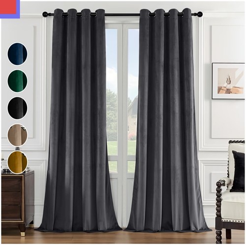 Pair velvet curtains eyelet - curtains,