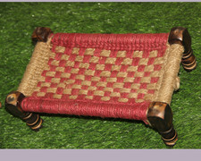 Antique Wooden Traditional Jute Rope Charpai, Khat Stool Handmade Original
