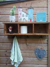 Rustic wooden shelf unit with hooks/entry hall/bathroom/kitchen