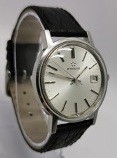 Vtg 1970s Eterna Cal ETA 2804 Hand Wound Mechanical 35mm Chrome Case Gents Watch