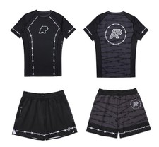 Albino And Preto Barrier Rash Guard Ss & Short Set Kimono Bjj Competitor MMA