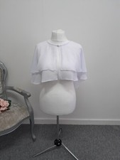 Double Layer Women Evening White Cape Chiffon Shawls Open Front Wedding Bolero