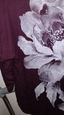 Roman Originals Women's Floral Top Size 14 Aubergine Colour.